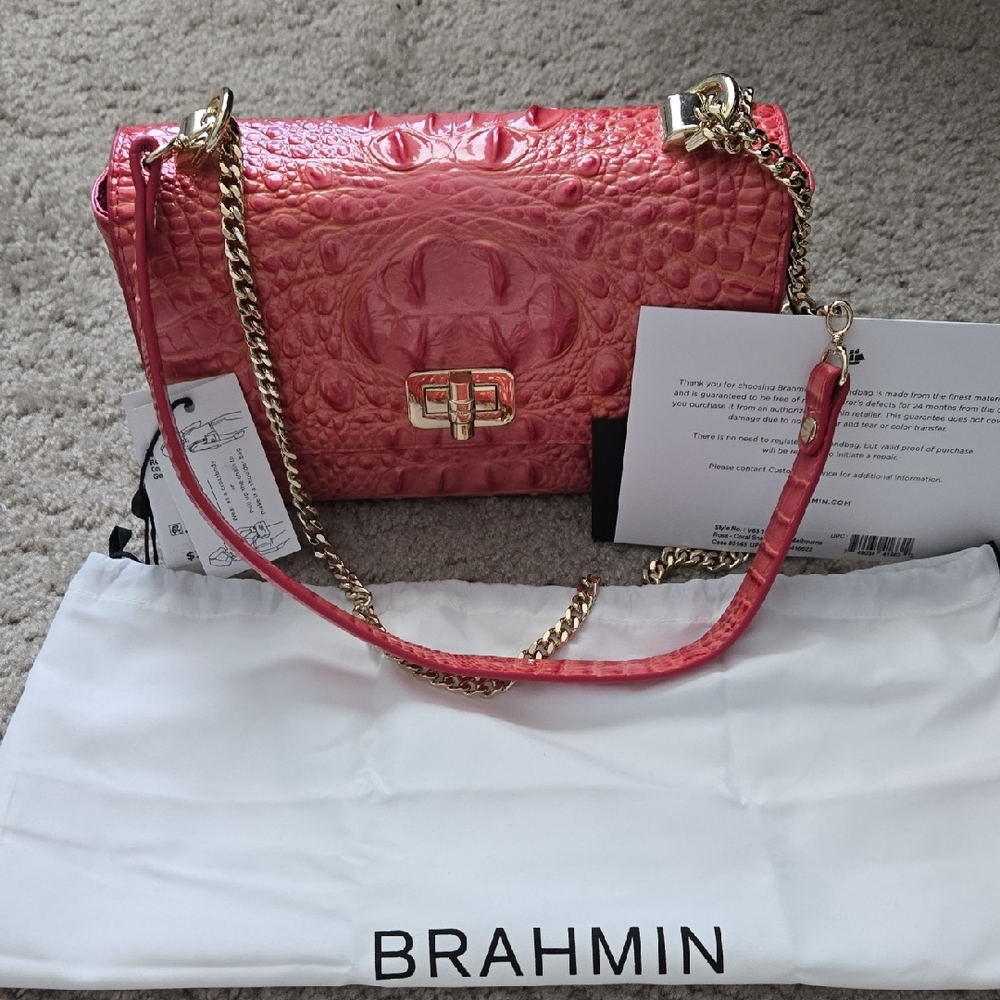 Brahmin Snapdragon Crocodile Embossed Shoulder Bag